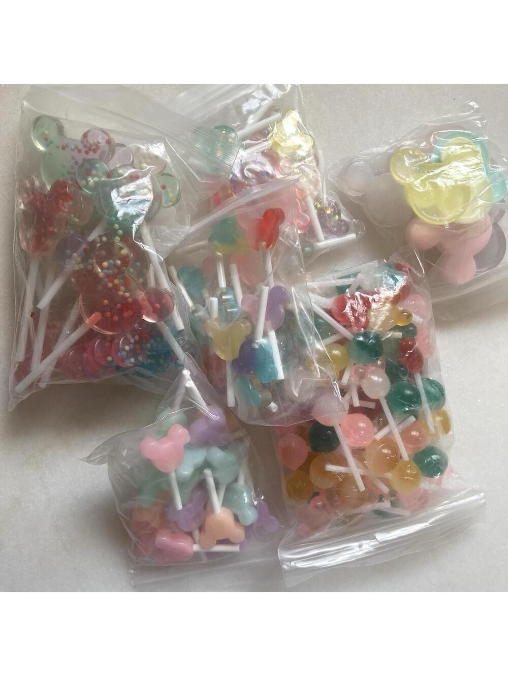 Disney Mickey Mouse Fake Lollipop Candy Pastel Charms Lot Kid Toys Gachapon